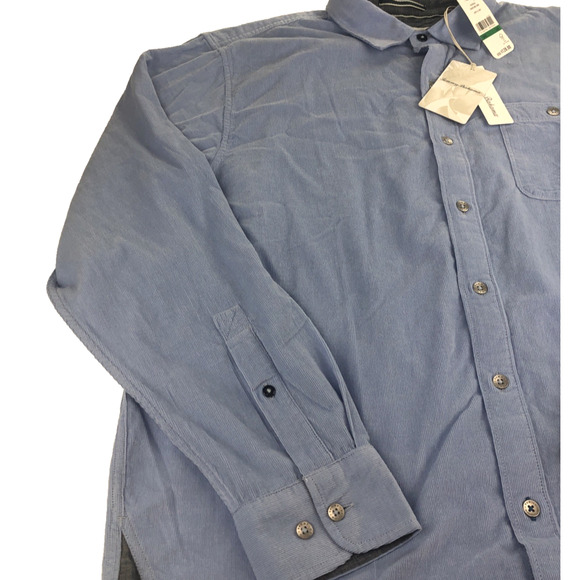 Tommy Bahama Mens Coastline Cord Corduroy Shirt Large Long Sleeve Flip Cuff Blue - Picture 4 of 9